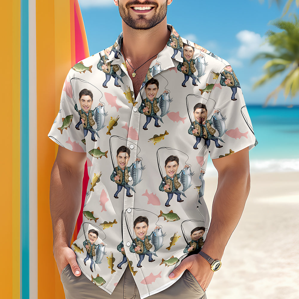 Custom Human Face Bass Fishing Hawaii Shirt For Fisherman LM32 893335