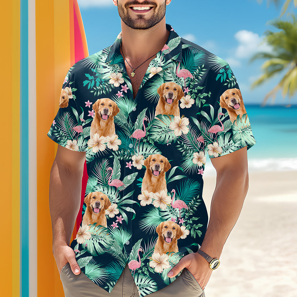 Custom Dog Photo Tropical Vacation Aloha Hawaii Shirt Gift For Dog