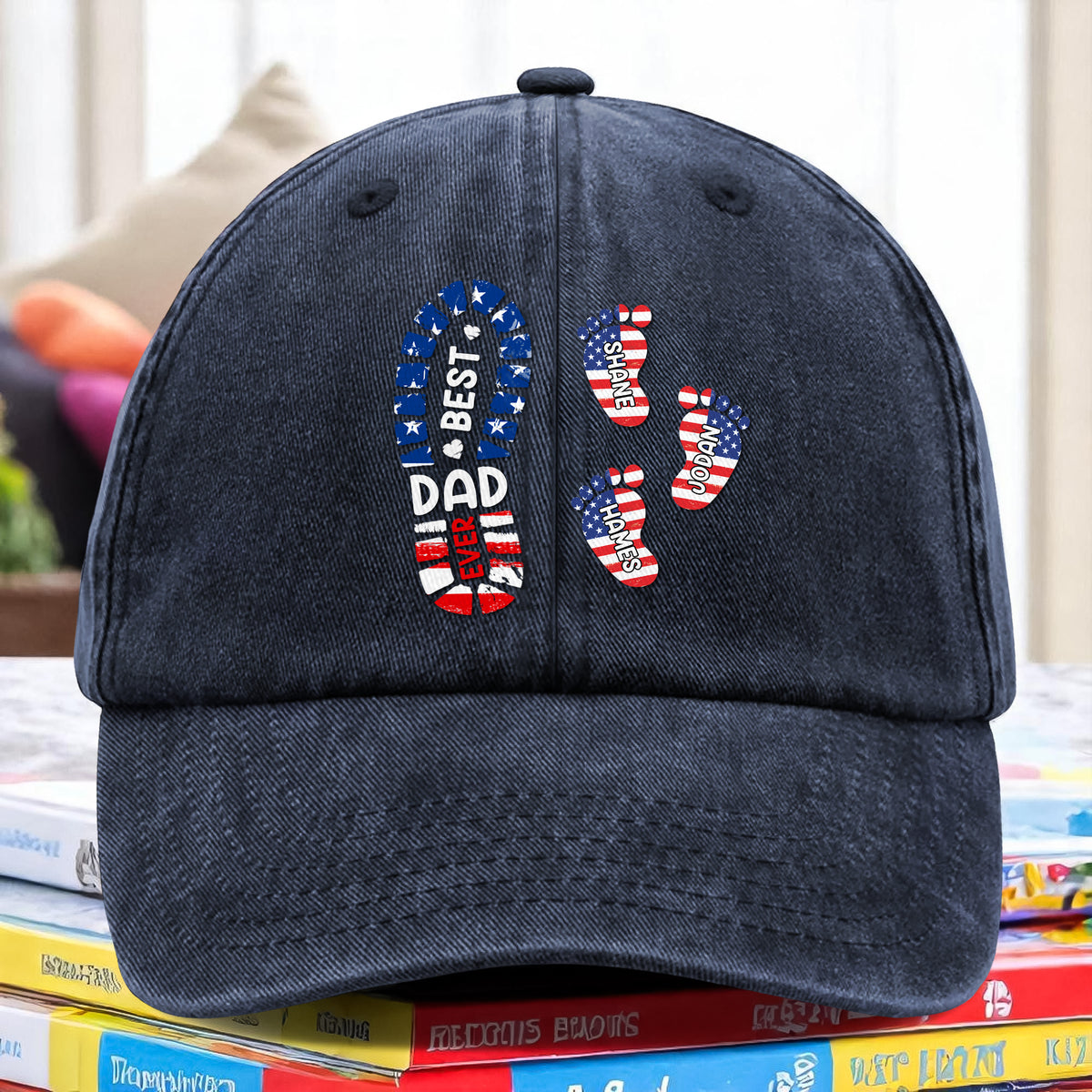 Best Dad Ever - Personalized Vintage Washed Denim Baseball Cap HO82 894394