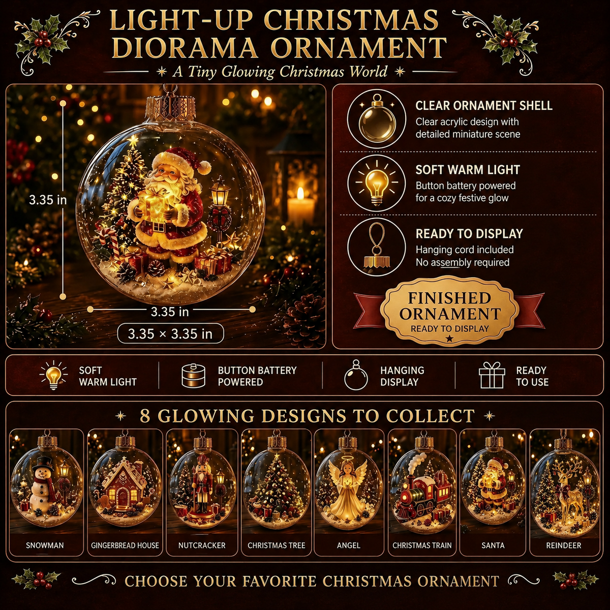 Glowing Christmas Diorama Ornament Home Decor TH10 171181