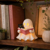 3D Reading Ghost Figurine with Black Cat, LED Tealight Halloween Decor LM32 670039