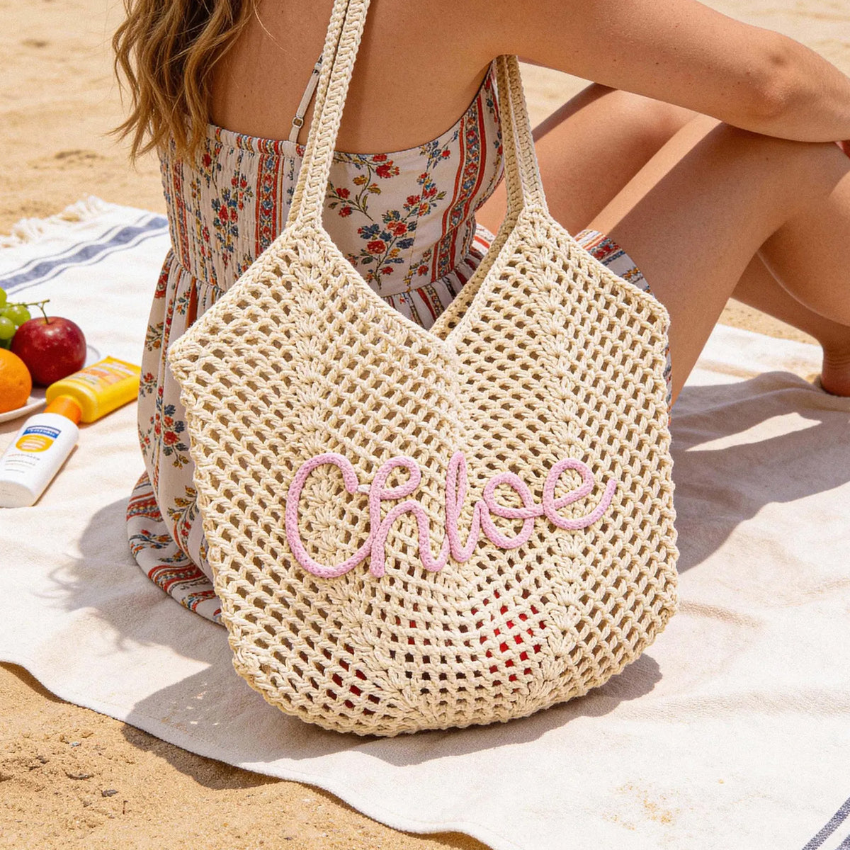 Custom Name Crochet Beach Bag - Summer Gift For Women, Mother's Day, Wife, Girlfriend HO82 902004