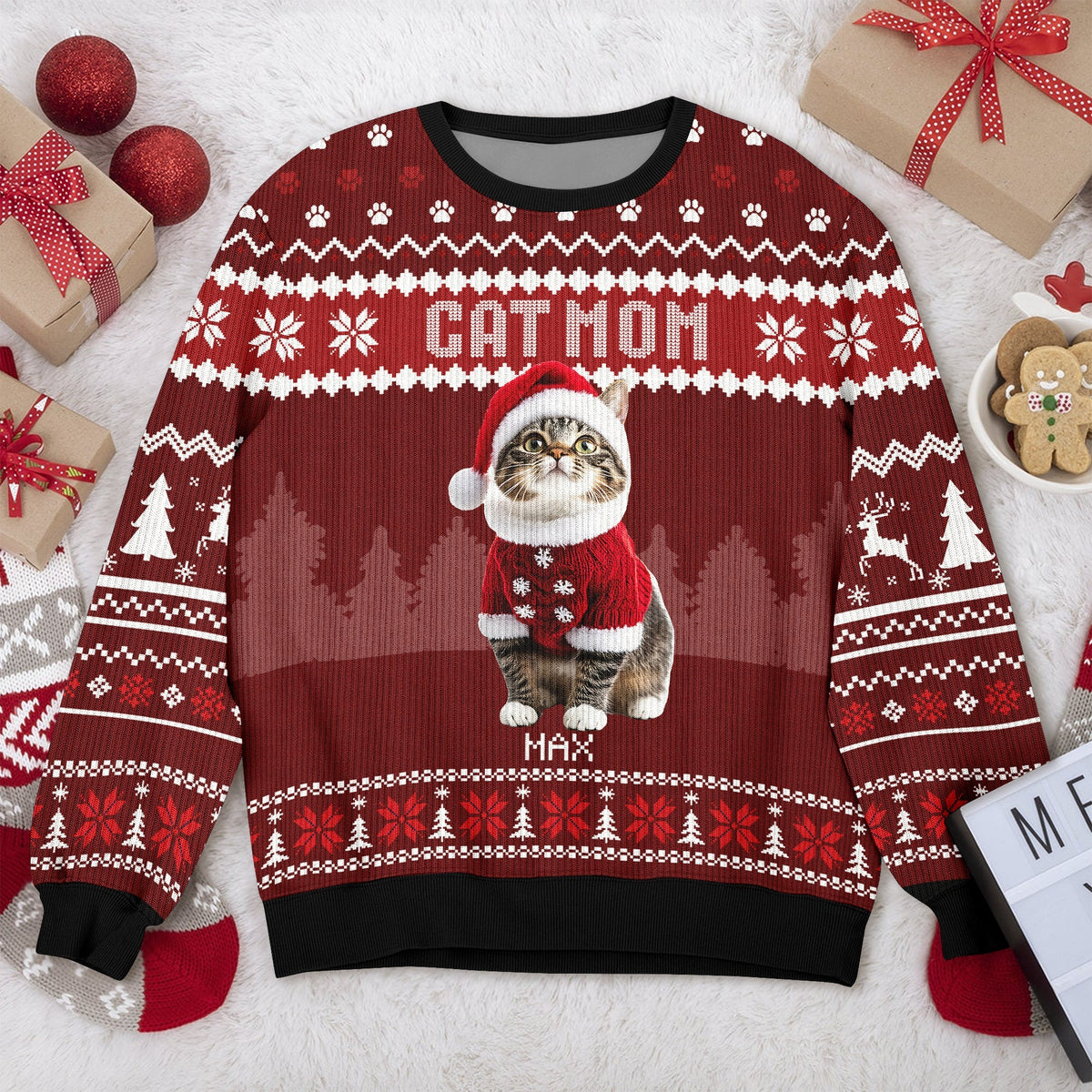 Custom Photo Cat Dad Cat Mom Ugly Sweater HA75 892896