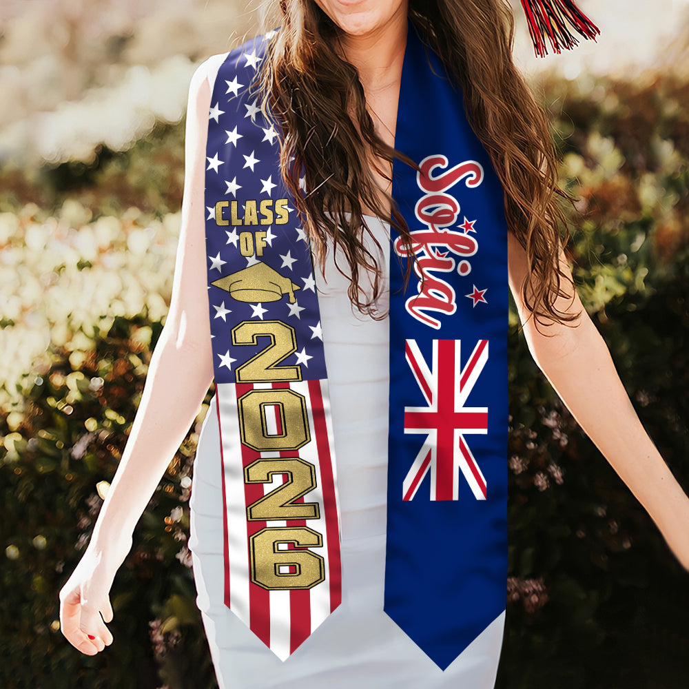 Custom Country Flag Class of 2026 Graduation Stoles HA75 898890