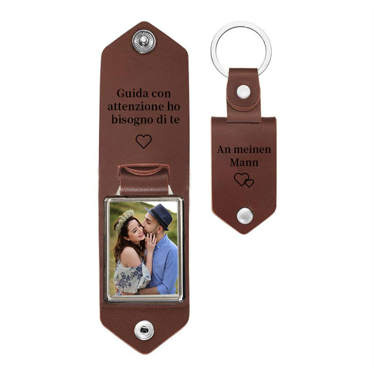 Custom Photo I Love You Daddy Metal Tag Leather Keychain - Father's Day Gift LM32 669139