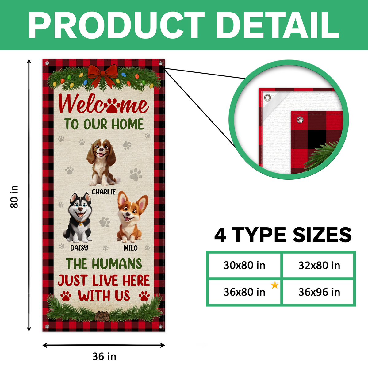 Welcome To Our Home Cute Dogs - Personalized Christmas Dog Door Cover CH07 899914
