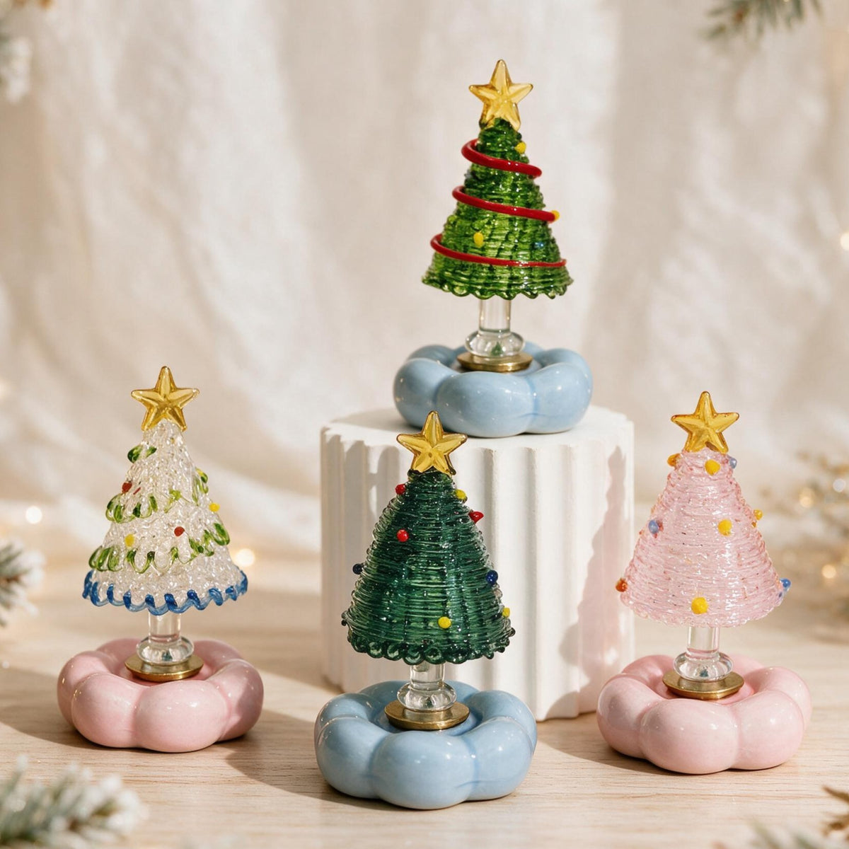 Mini Christmas Tree Stained Glass, Glass Tree Figurines, Unique Holiday Decor LM32 670263
