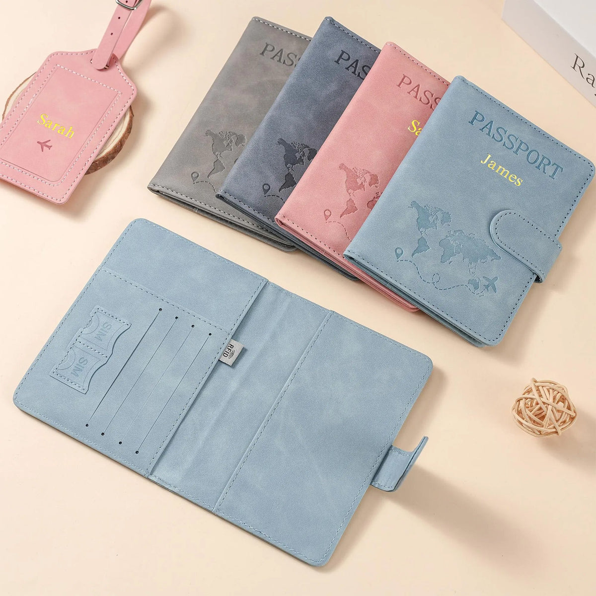 Personalized Name Passport Holder & Luggage Tag Set for Travelers, Custom Travel Gift HA75 919086