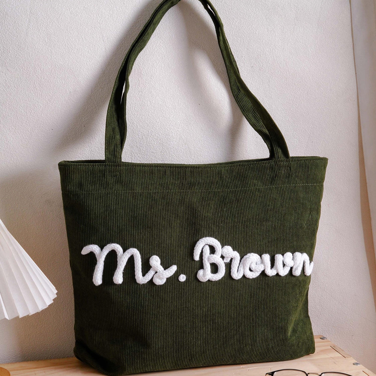 Personalized Mrs. Corduroy Yarn Tote Bag, Teacher Appreciation Gift LM32 669275