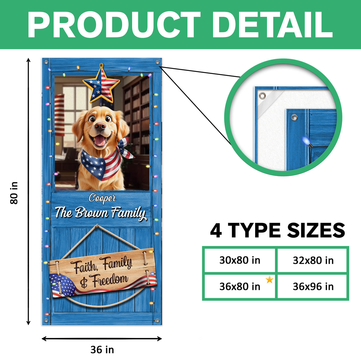 Custom America 3D Dog Faith, Family & Freedom - Independence Day Decoration Door Cover LM32 897977