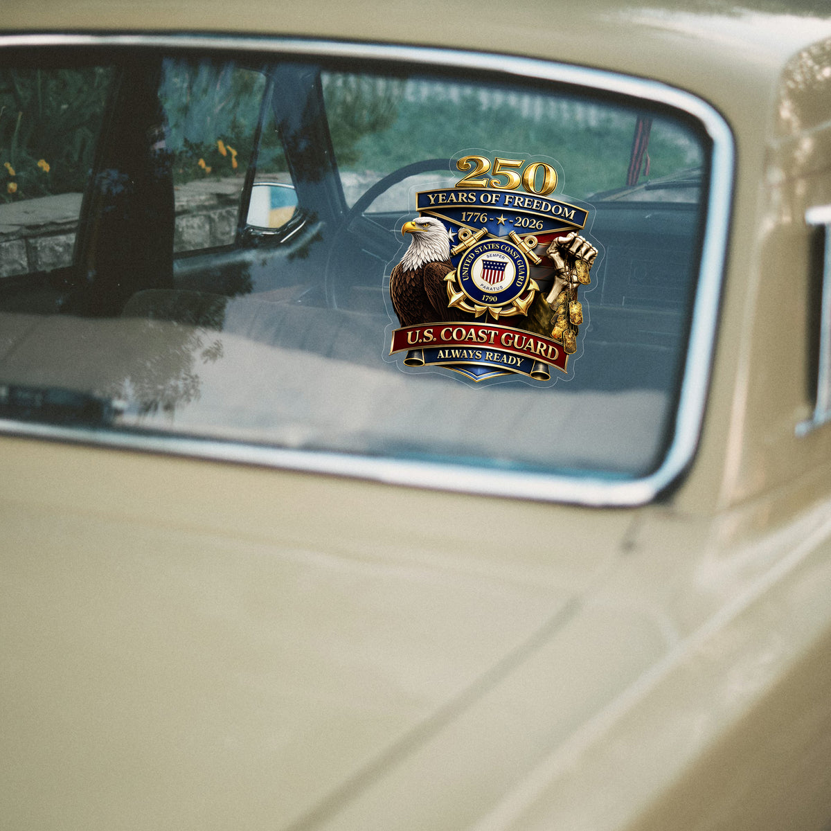 Personalized Military Branch 250 Years Of Freedom 1776–2026 Car Window Decal Sticker HO82 902036