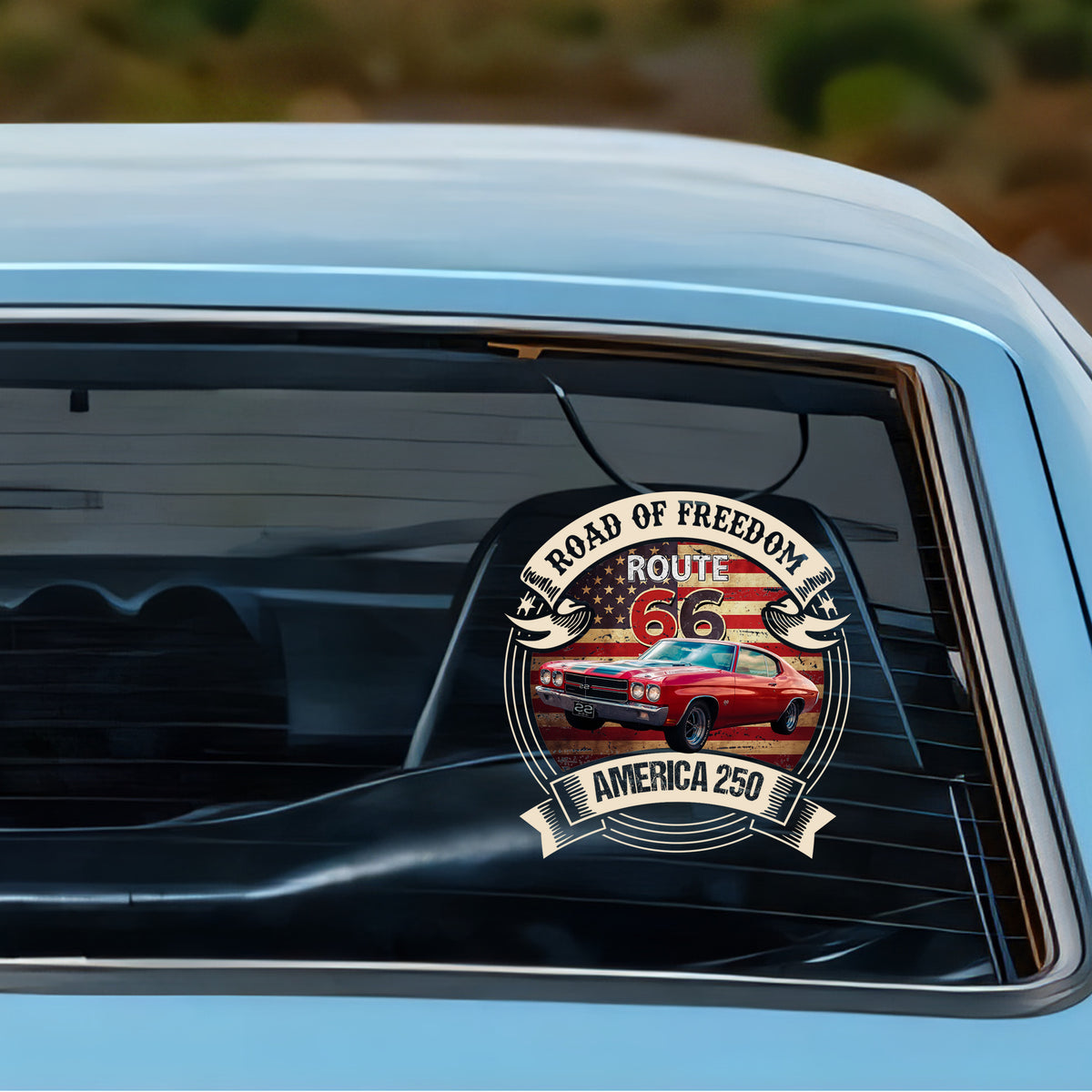 Custom Car  Photo Route 66 Road Of Freedom American 250 Car Window Decal Sticker TH10 898501