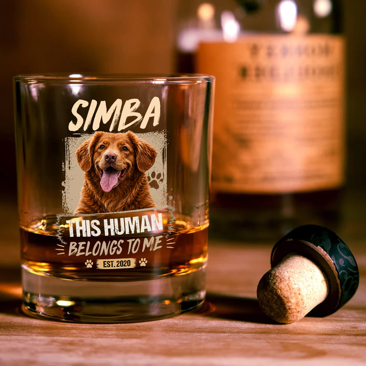 Custom Dog Cat Photo This Human Belong To Us Whiskey Glass HO82 902710