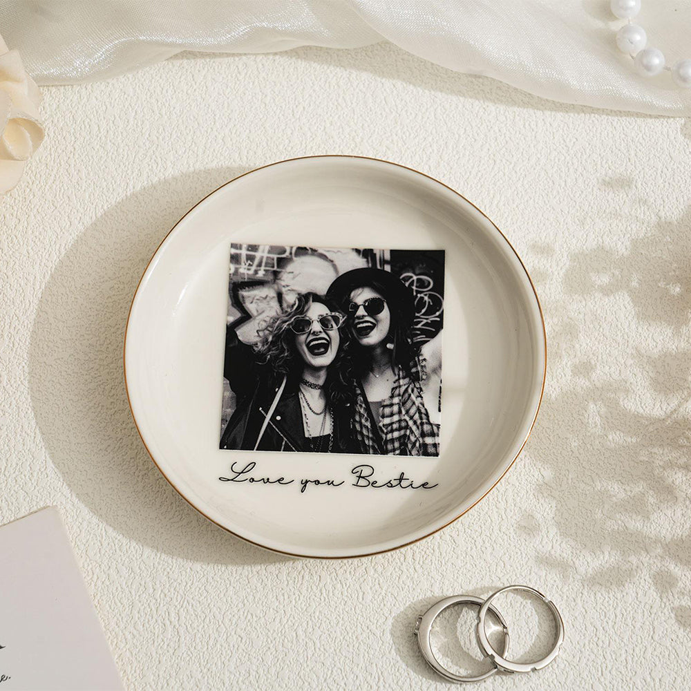 Personalised Bestie Photo Trinket Dish: Custom Jewelry Ring Dish, Trinket Tray for Best Friend, Bestie LM32 899265
