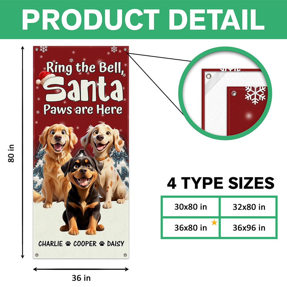 Custom Cute 3D Dog Ring the Bell, Santa Paw Are Here Door Cover LM32 895957
