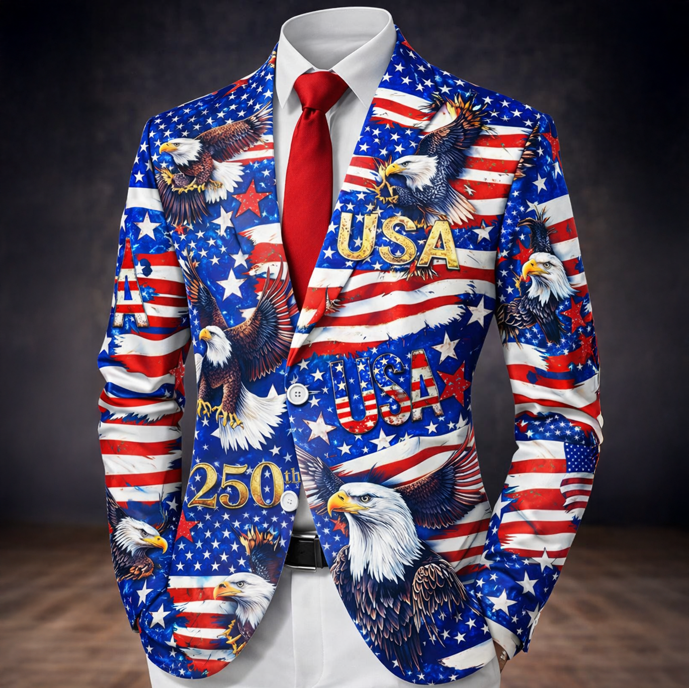 USA 250 Anniversary Eagle 1776-2026 Patriotic Men's Suit HO82 901678