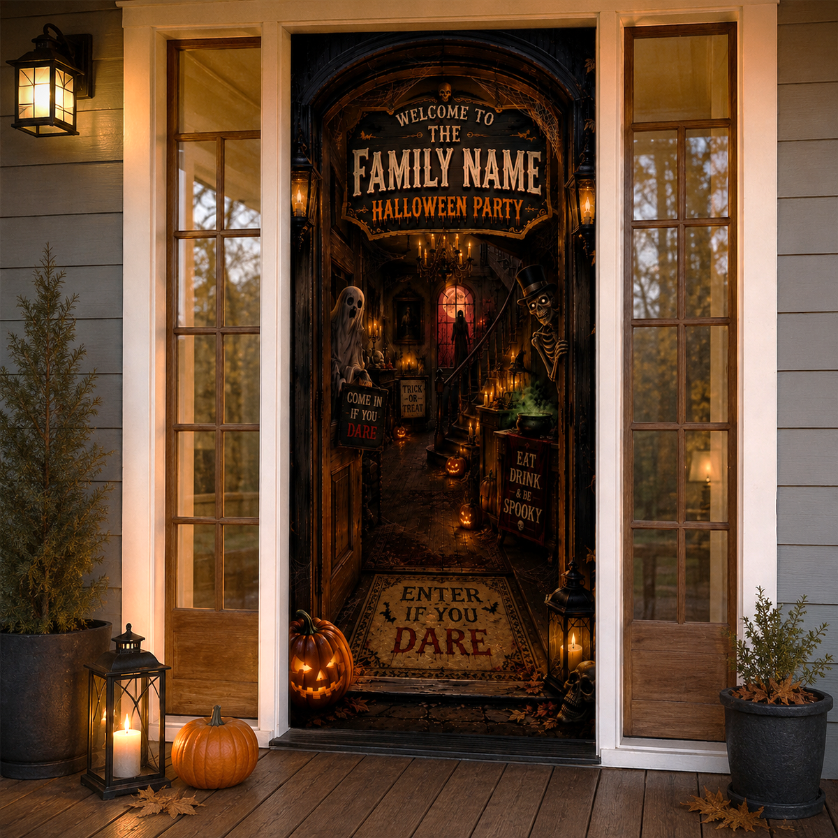 Personalized Welcome To The Halloween Party Haunted House Door Cover LM32 669929