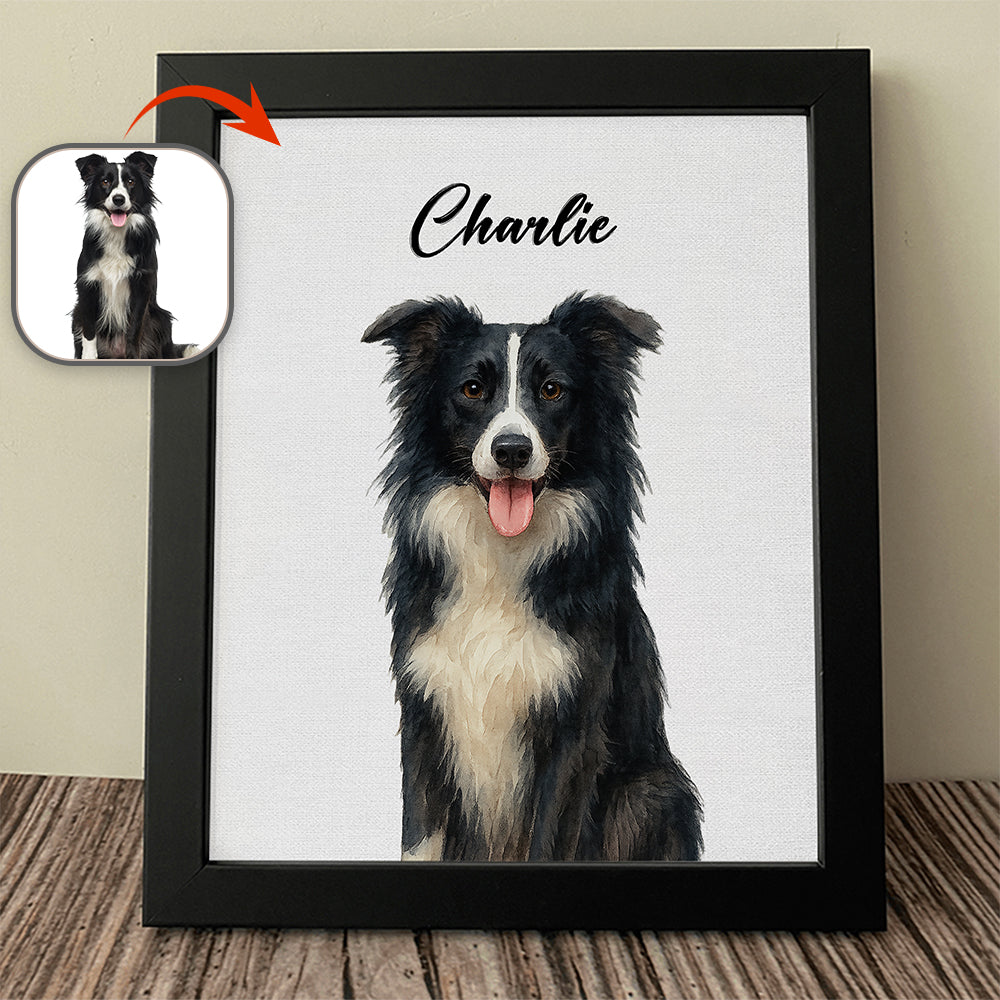 Custom Pet Portrait Photo With Watercolor Style Poster Picture Frame HO82 894208