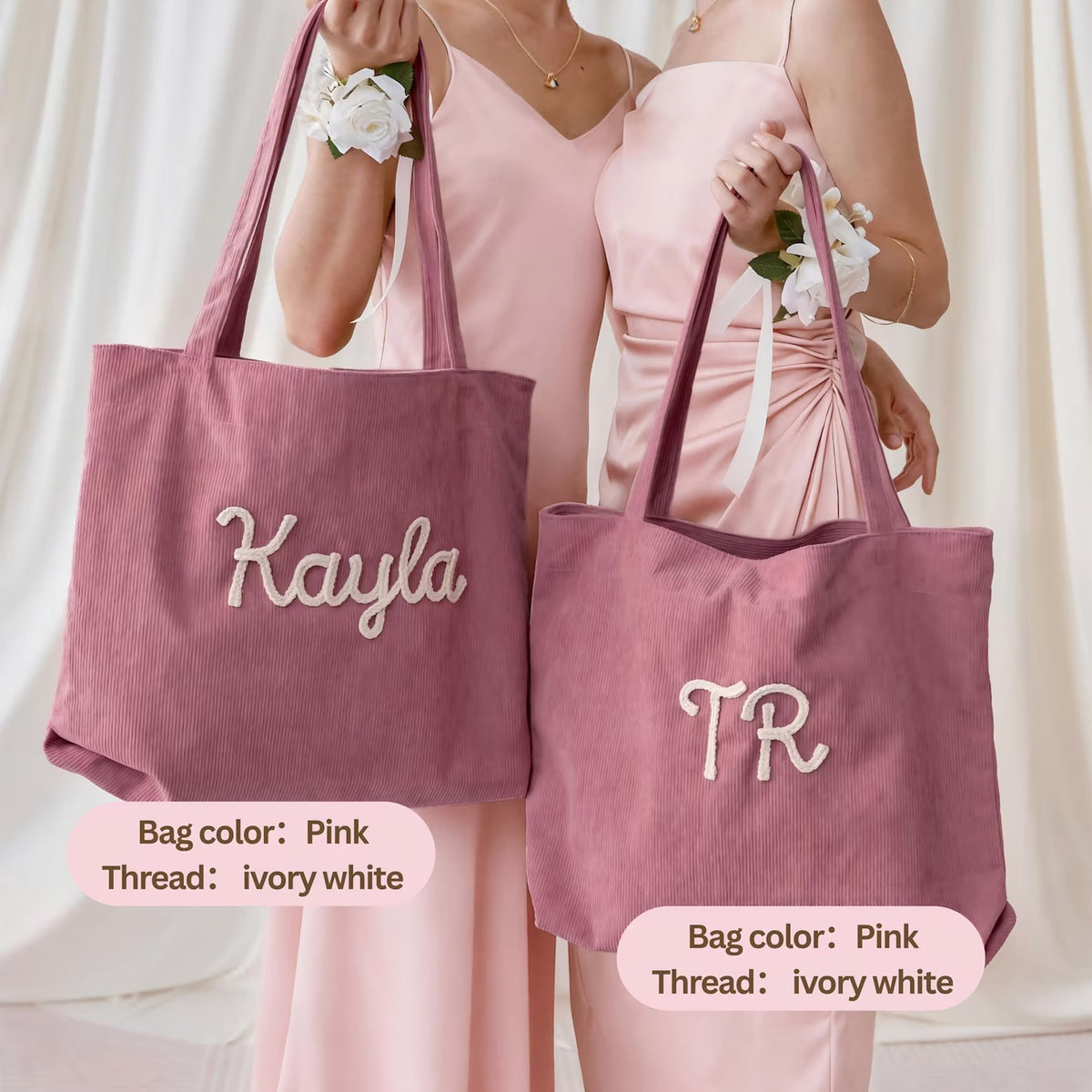Personalized Embroidered Corduroy Tote - Bridesmaid Gift, Everyday Essential & Weekender HA75 920584