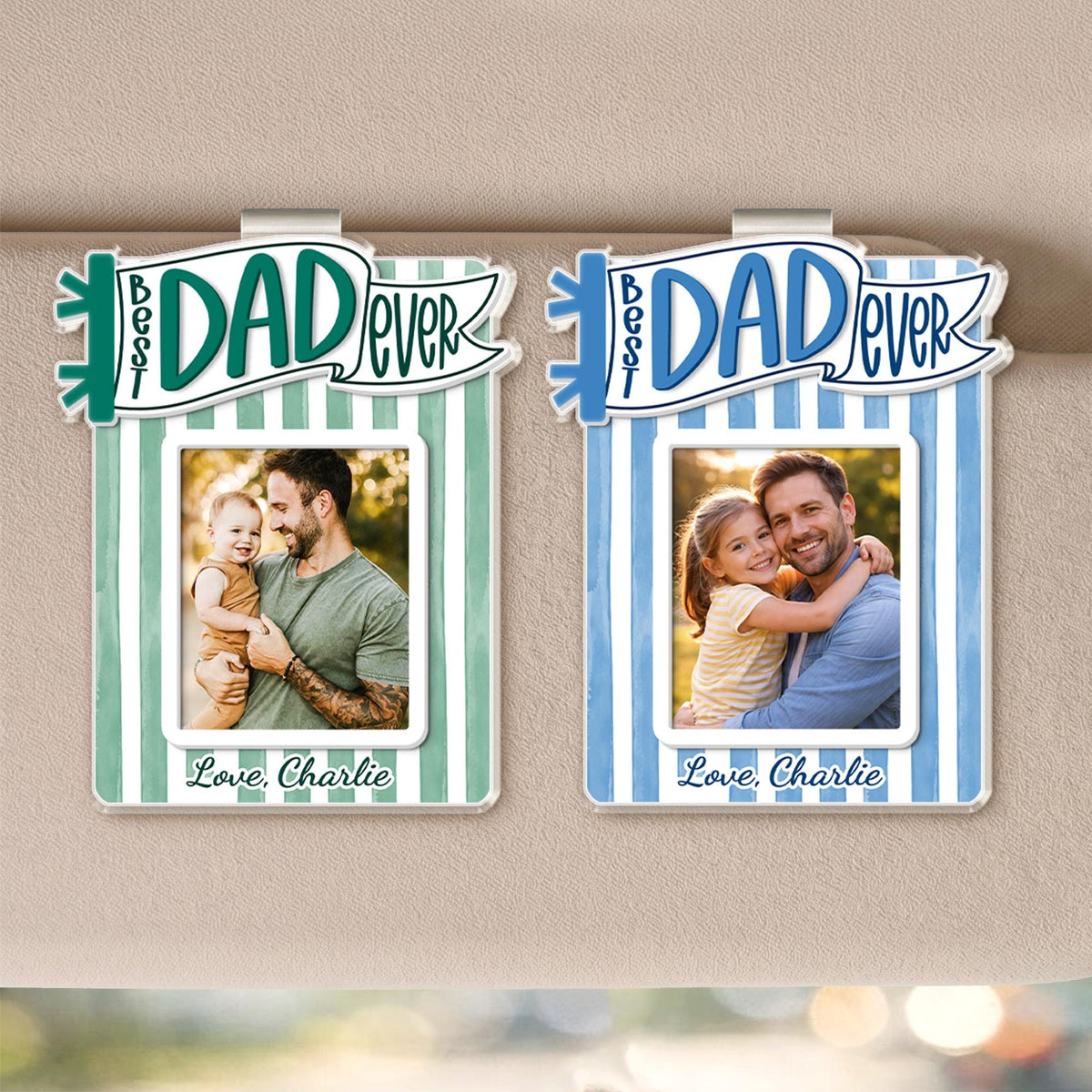 Best Daddy Ever Personalized Dad Car Visor Photo Clip, Father's Day Gift From Daughter Son CH07 911520