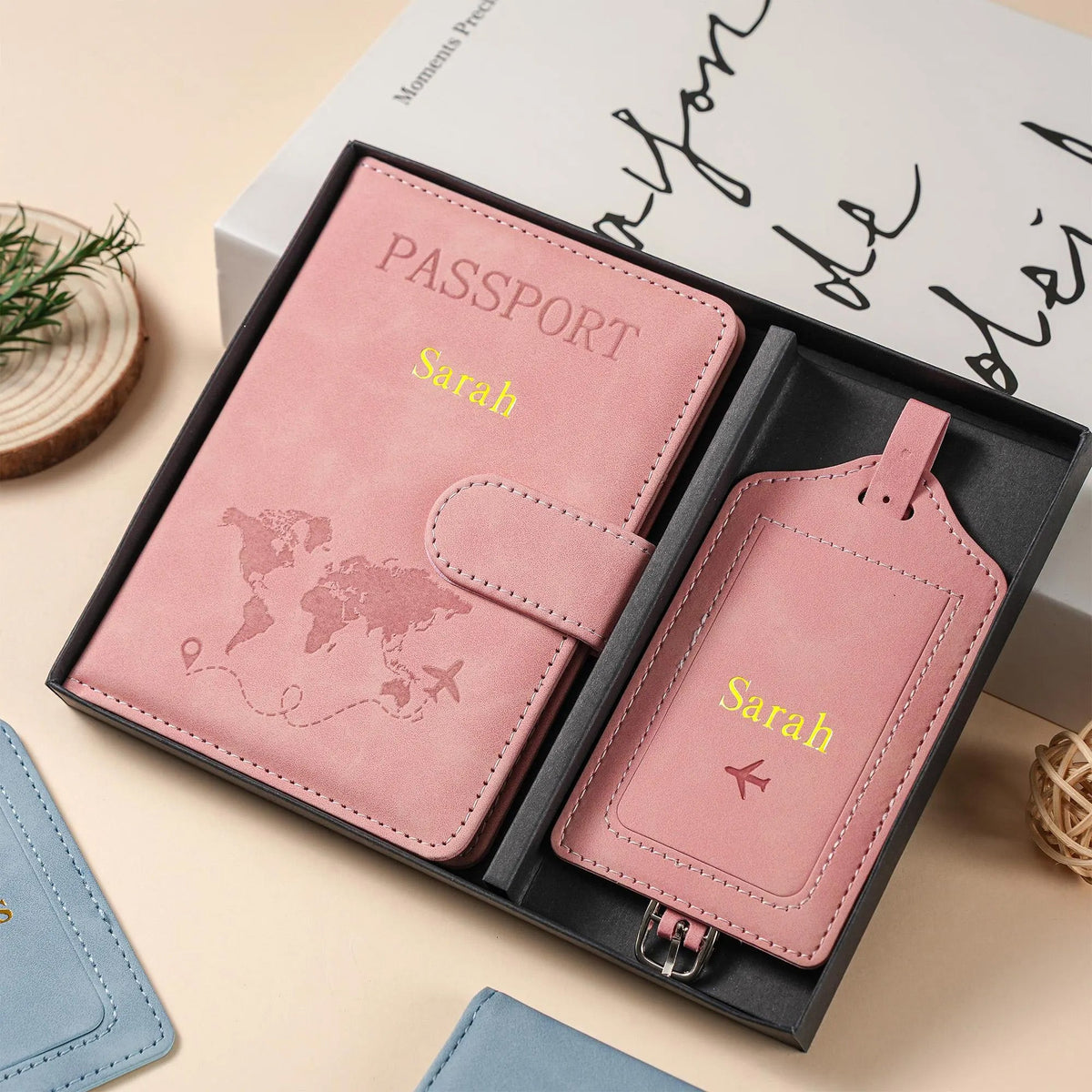 Personalized Name Passport Holder & Luggage Tag Set for Travelers, Custom Travel Gift HA75 919086