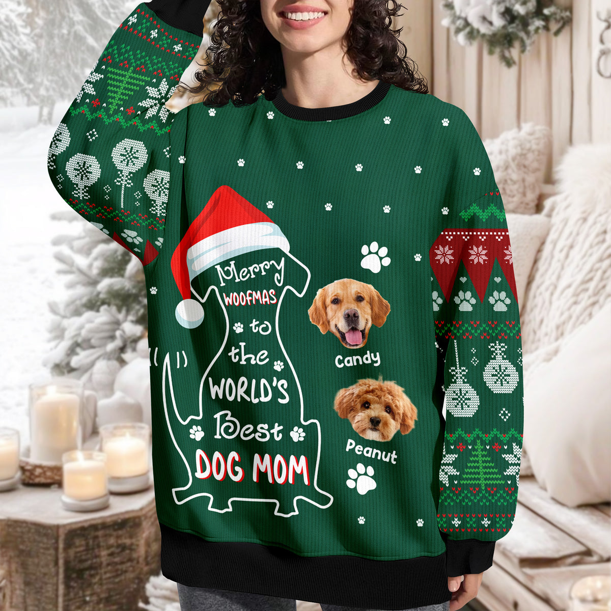 Custom Photo Merry Woofmas To The World Dog Ugly Sweater CH07 899464