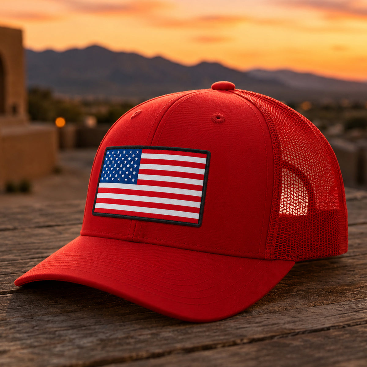 Patriotic American Flag Embroidered Trucker Hat HO82 902880