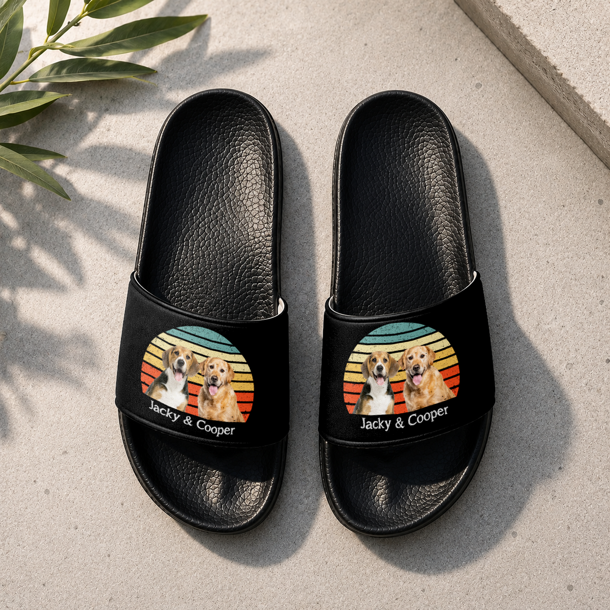 Custom Photo Dog Cat Vintage Retro Slide Sandals CH07 911666