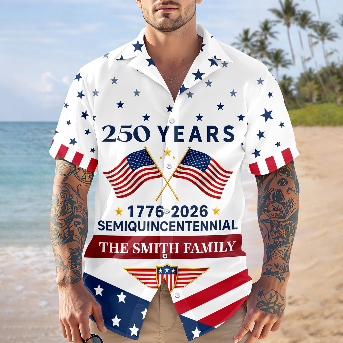 Custom Name America 250 Years Semiquincentennial 1776-2026 Hawaii Shirt LM32 899543