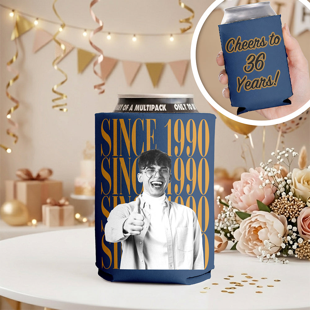 Personalized Photo Vintage Can Cooler Holder - Party Favor, Birthday Gift HO82 902990