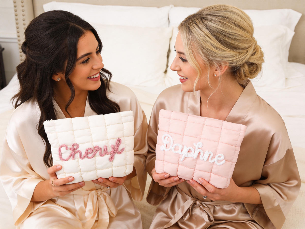 Personalized Name Quilted Nylon Makeup Bag- Gift For Mom, Girlfriend, Women, Bridesmaid Gift LM32 899545