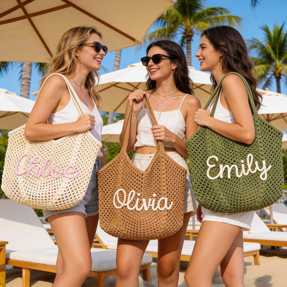 Custom Name Crochet Beach Bag - Summer Gift For Women, Mother's Day, Wife, Girlfriend HO82 902004