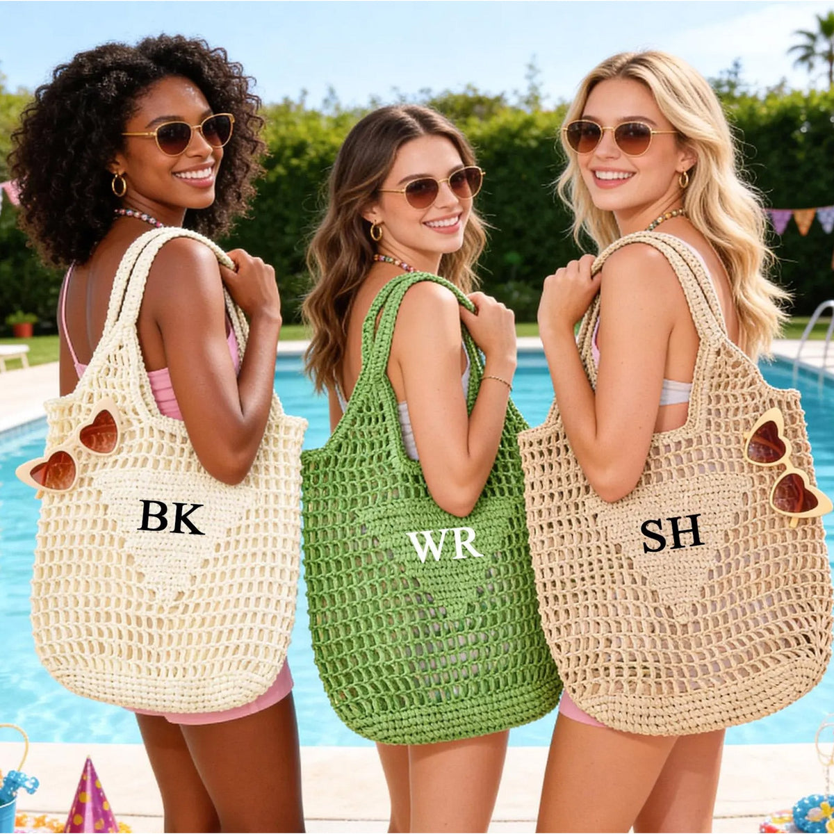 Custom Initials Beach Straw Bag - Summer Gift For Women, Mother's Day, Wife, Girlfriend HO82 902040