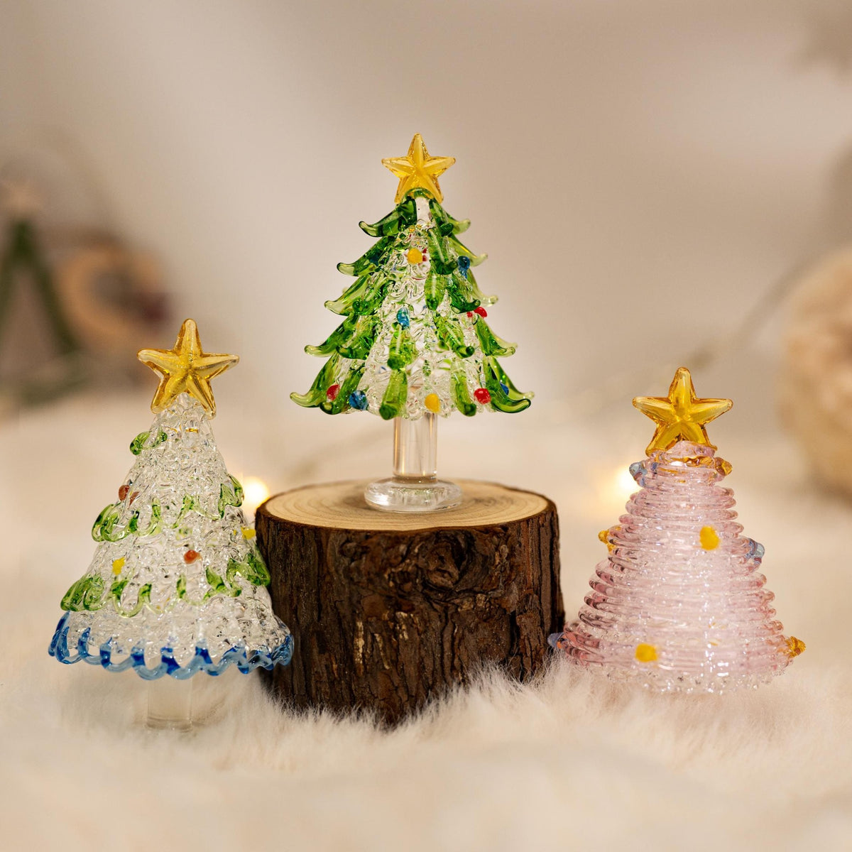 Mini Christmas Tree Stained Glass, Glass Tree Figurines, Unique Holiday Decor LM32 670263