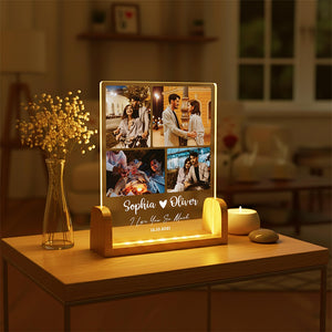 Custom Couple Photo Collage Acrylic Plaque LED Night Light - Gift for Her, Gift for Him LM32 899161