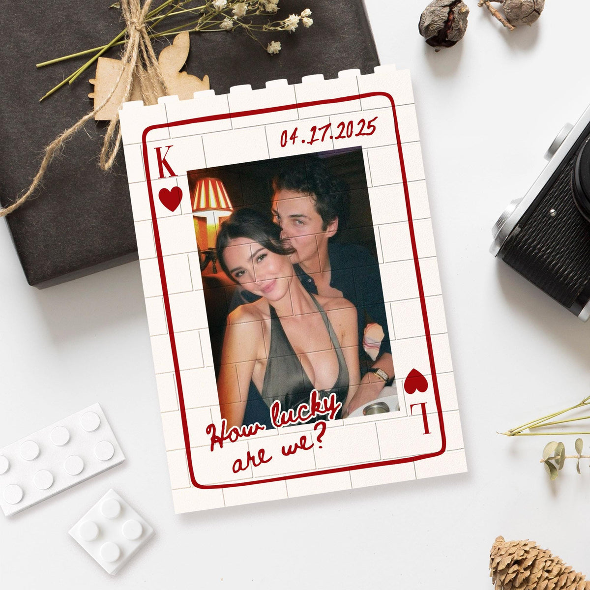 Personalized Couple Photo Playing Card Puzzle Building Brick Blocks LM32 899173