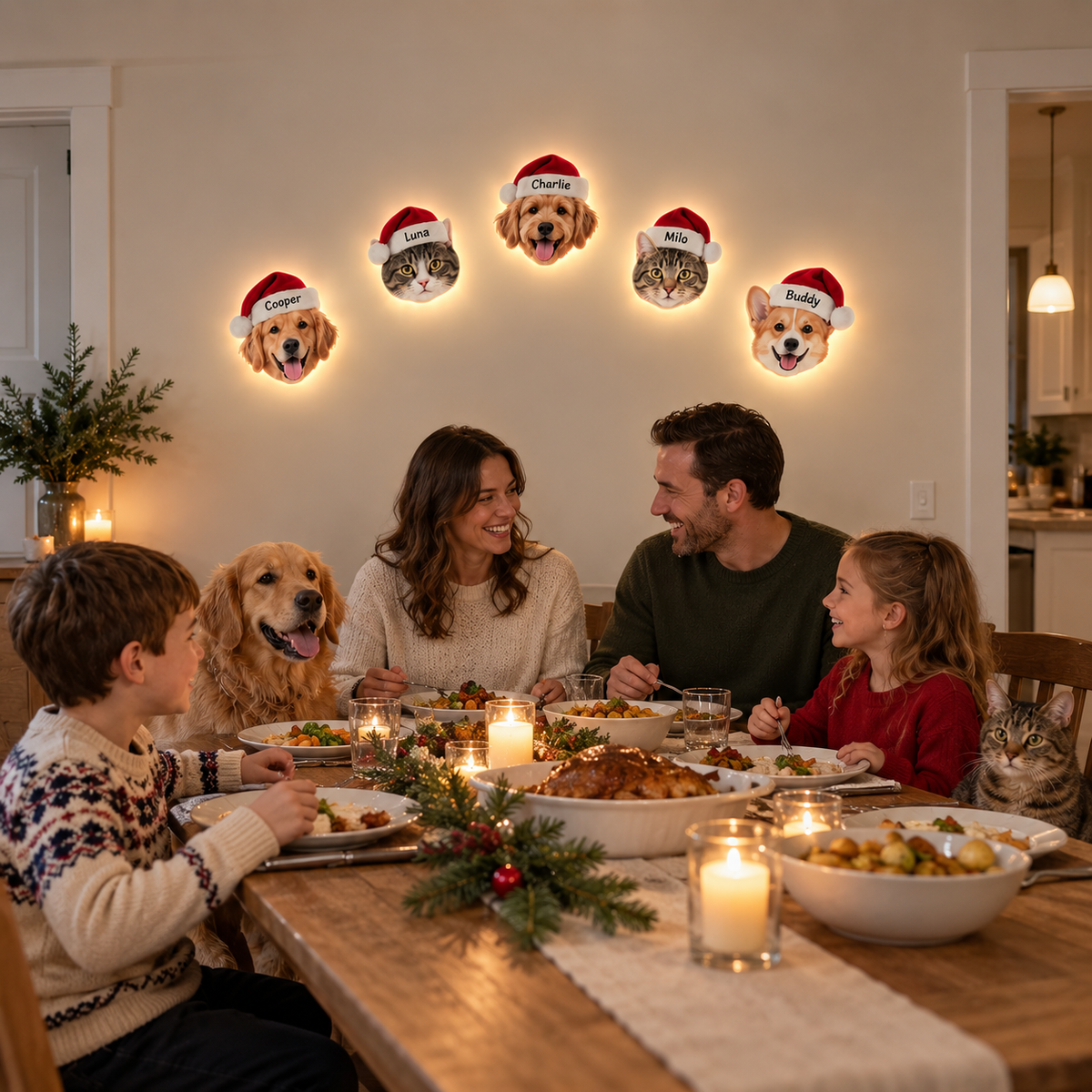 Personalized Pet Photo Christmas LED Wall Decor, Custom Dog Cat Light LM32 670135