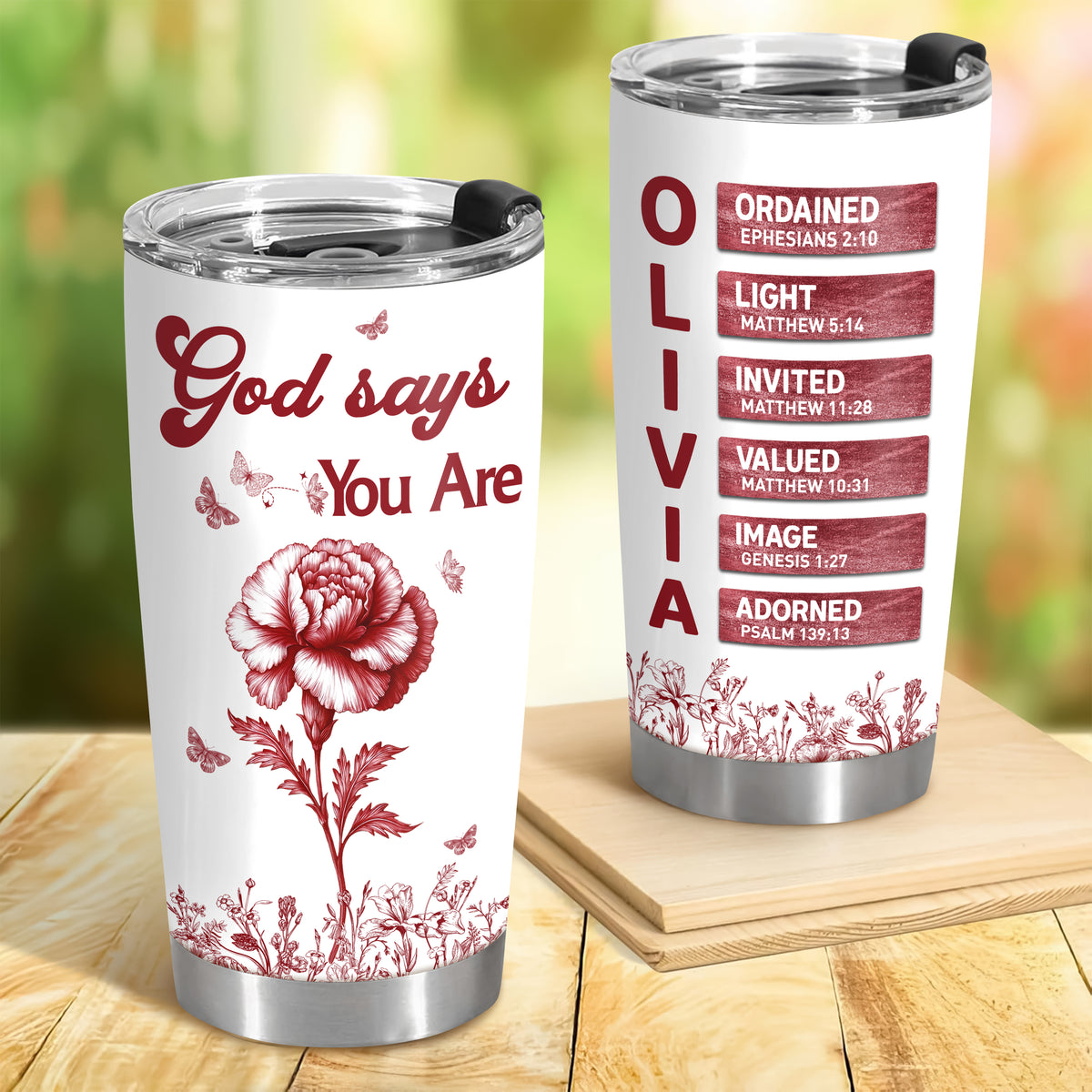 Custom Name Letter And Flower Toile De Jouy Style God Says I Am Fat Tumbler LM32 895357