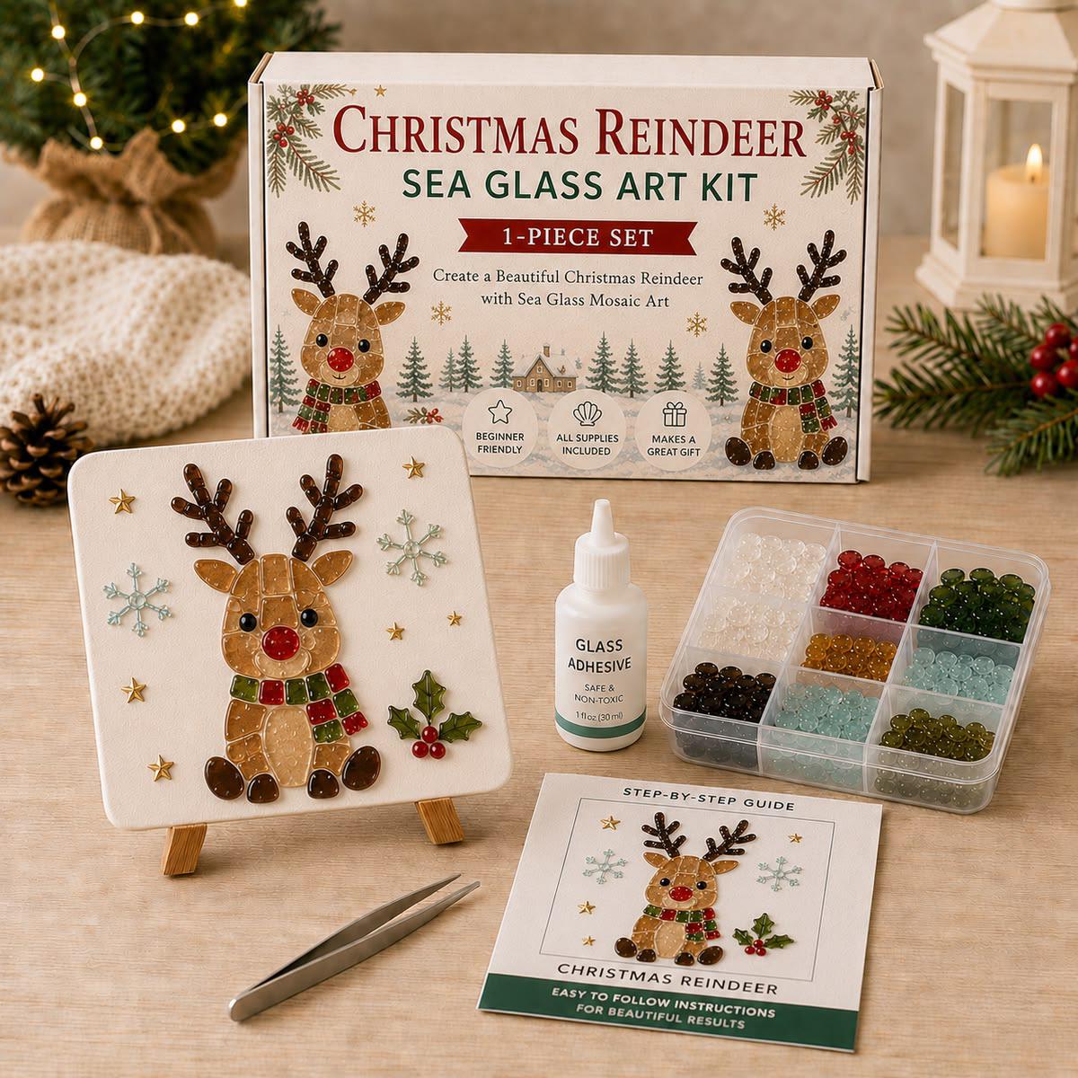 DIY Christmas Santa Sea Glass Mosaic Art Kit, Holiday Decor Gift LM32 670409