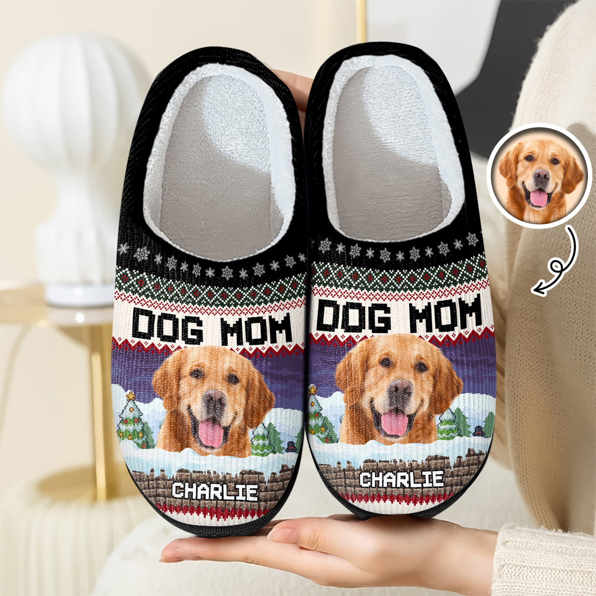 Custom Photo Dog Personalized Slippers Christmas Gift For Dog Lover CH07 896400