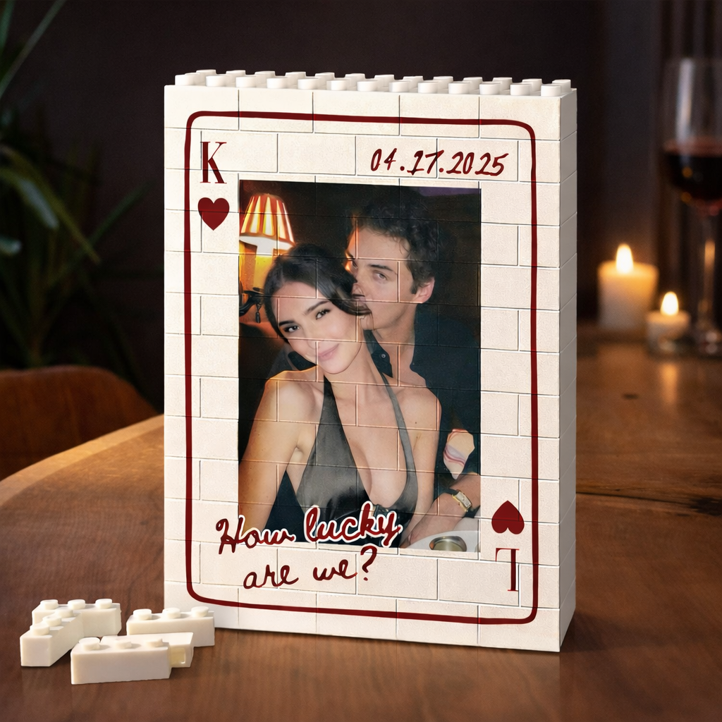 Personalized Couple Photo Playing Card Puzzle Building Brick Blocks LM32 899173