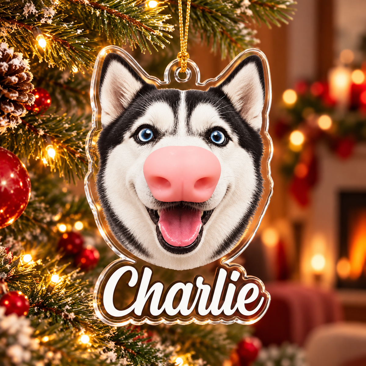 Custom Funny Dog Face Squishy Nose Acrylic Ornament, Christmas Gift For Dog Love LM32 670283