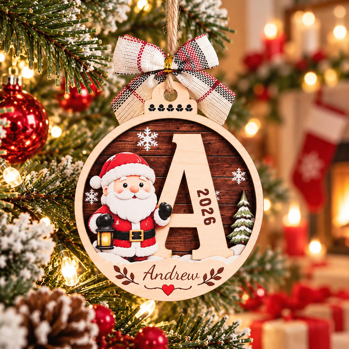 Personalized Initial Christmas 2 Layers Wooden Ornament, 2026 Keepsake Gift LM32 670493
