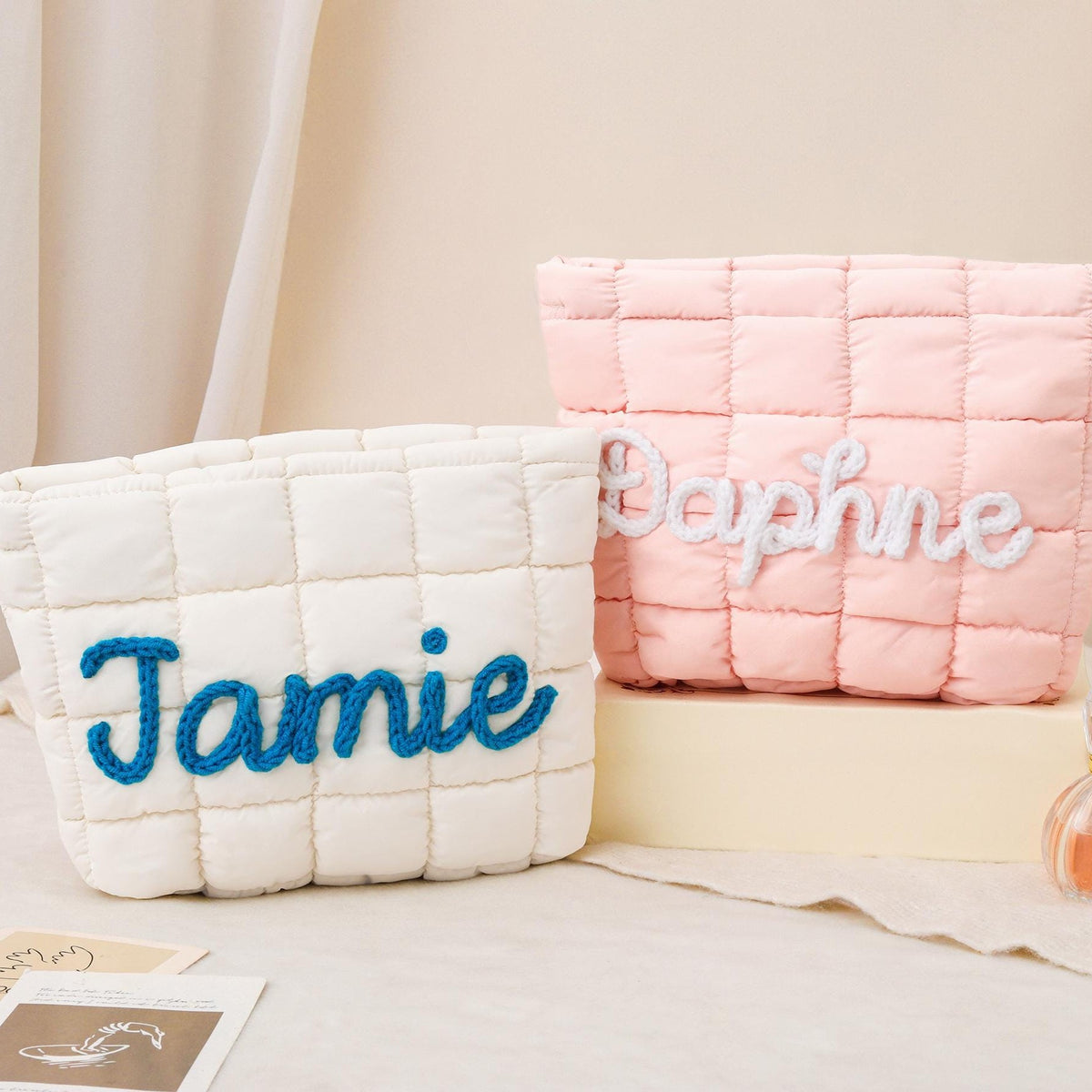 Personalized Name Quilted Nylon Makeup Bag- Gift For Mom, Girlfriend, Women, Bridesmaid Gift LM32 899545