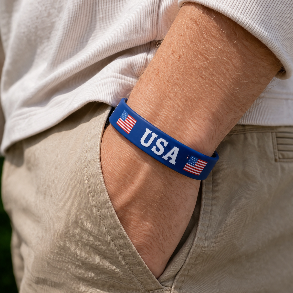 American Flag USA Laser Engraved Silicone Bracelet LM32 899735