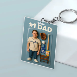 Custom Photo 3D Effect Baseball #1 Dad Figure Acrylic Keychain HO82 893906