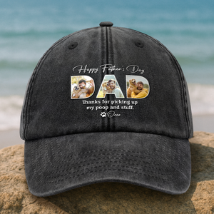 Custom Photo Thanks For Picking Up My Poop And Stuff Dog Washed Denim Baseball Cap HO82 893924