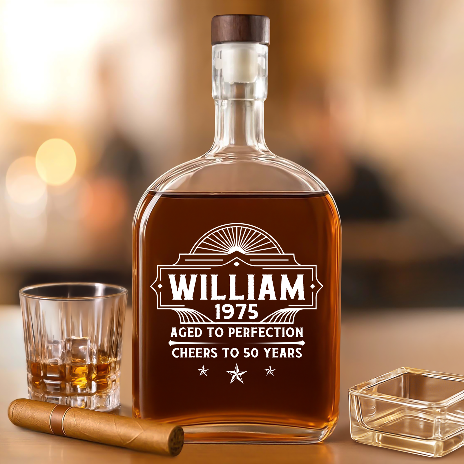 Custom Name Aged To Perfection Family Whiskey Bottle HO82 894064