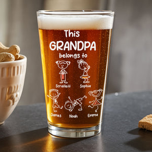 Personalized This Grandpa Belongs To Grandchildren Print Beer Glass HA75 892212
