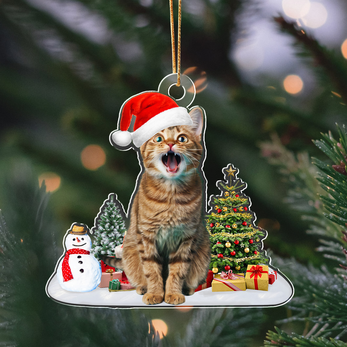 Custom Photo Cat Christmas Acrylic Ornament For Cat Lovers HA75 897282